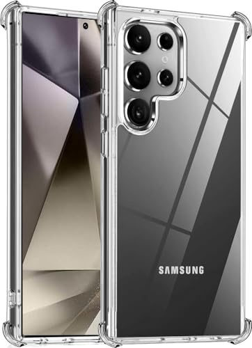 Folmeckat for Samsung Galaxy S24 Ultra 5G Shock Clear TPU Phone Case | Samsung Galaxy S24 Ultra 5G Phone Case,Shock-Absorption Flexible Clear TPU Rubber Protective Cell Phone Cover