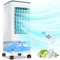 Aire Acondicionado Portátil, 3 en 1 Refrigerador de Aire Evaporativo, Oscillación, Temporizador 1-7H, Mando a Distancia, 3 Velocidades, 3 Neveras, Potencia 60W, 5,5 L y Ruedas Universales