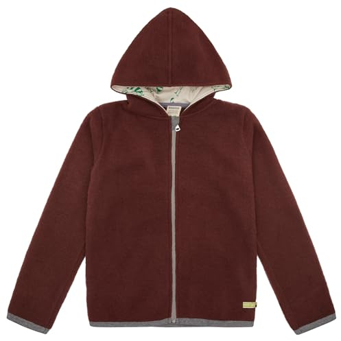 loud + proud Unisex Kinder Wollfleece mit Kapuze, Gots Zertifiziert Fleecejacke