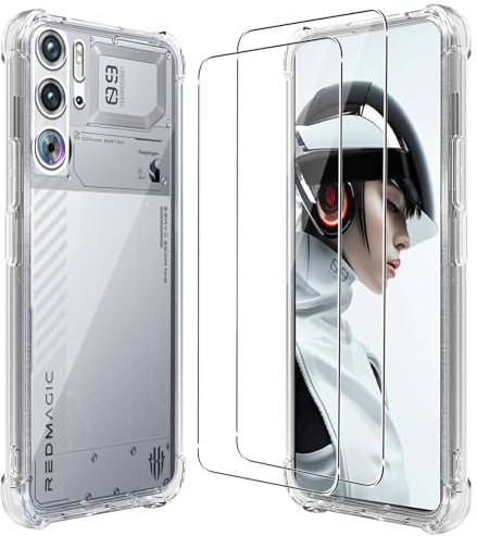 CONAPIKA Hülle für Red Magic 9 Pro mit 2 Stück Schutzfolie, Stoßfeste [Verstärkte Ecken] Klarsicht Handy Schutzhülle Leicht TPU Stoßfeste Kratzfeste Rückseite Schale Handyhülle für Red Magic 9 Pro