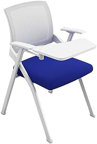 Klappstühle, Stapelstühle, Bürostühle mit Tablet, weiße Schulungsstühle, Konferenzraumstühle, belastbar ca. 50 kg, blau, 50 x 57 x 82 cm