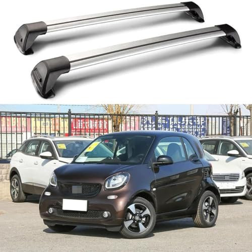 XXCCDXS 2-teiliger Dachträger, Für Smart Fortwo 453 2 Door 2015-2020, Relingträger Fahrradträger,Aluminium Dachgepäckträger,B