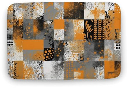 Badematten für Badezimmer, schnell trocknend, Badteppich, Grau und Orange, waschbar, rutschfest, Duschmatte, wasserabsorbierende Teppiche, Bodenmatte für Wohnzimmer, Schlafzimmer