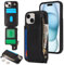 SailorTech for iPhone 15 Phone Case with Credit Card Holder for Men, iPhone 15 Case with Credit Card Slots Wallet Zipper Case for Women - Black