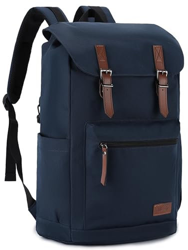 VASCHY Rucksack Herren, Wasserbeständig Oberschule Rucksack Carry-on Anti-Diebstahl Casual Daypack für Arbeit Business Reisen Blau