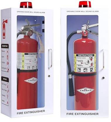 4,5 kg Feuerlöscher-Schrankbox – Wandmontage, Metallgehäuse mit Alarm, Schloss und Acryl-Bruchglas-Fenster – passend für 2,3 kg und 4,5 kg Feuerlöscher (einzelner weißer Schrank)