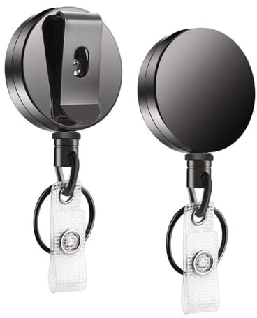 Portachiavi retrattile, portachiavi retrattile, avvolgitore di badge retrattile in 2 pezzi per infermieri, impiegati e studenti con 6 custodie in metallo