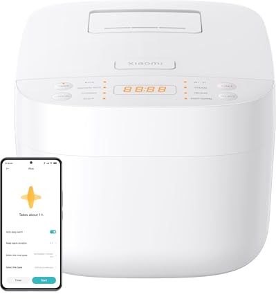 Xiaomi Smart Multifunctional Rice Cooker with Steamer 3L for 2-6 People, 8-in-1 Multi-function Rice Cooker with Intelligent App Control, White
