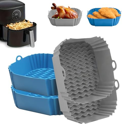 SYGG Molde Silicona Freidora de Aire, 4 Piezas Bandeja Recipientes para Freidora sin Aceite, Accesorios Reutilizable Moldes Silicona, Cesta para Air Fryer, Microondas, Horno (Moldes Cuadrados)