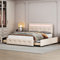 Ctastay Polsterbett Doppelbett Kinderbett 140x200 cm mit LED, Jugendbett Bett mit 4 Schubladen für Stauraum, Stauraumbett Gästebett Bettgestell mit Holz-Lattenrost & Kopfteil, Leinen (Beige)