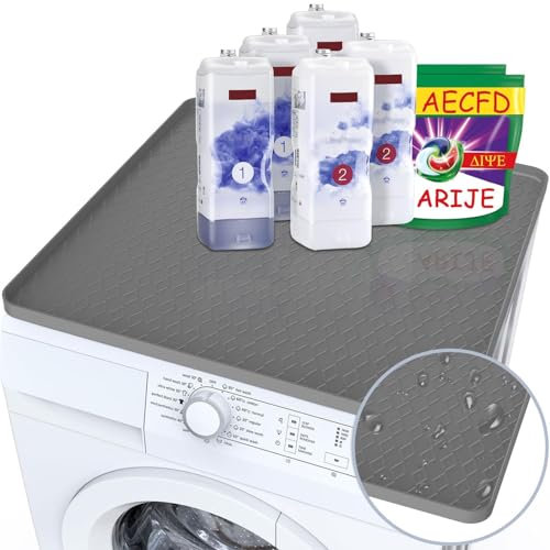 NIUXX Rutschfest Waschmaschinenauflage, Waschmaschine und Trockner Top Protector Matte, 60 x 60 cm Universal Zuschneidbare Weichschaum Auflage Für Waschmaschine, Trockner, Küchen, Haustiere(Grau)