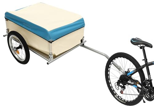 HOARLICN Faltbarer Fahrradanhänger – Fahrrad Anhänger 50kg Tragfähigkeit Aluminium Utility Cargo Bike Anhänger | 4 Klappstangen & Schnellwechselräder für 24/26 MTB