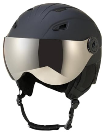 Lljsszr Casco da per Uomo E Donna con Visiera Integrata per Lo Snowboard, Nero, L