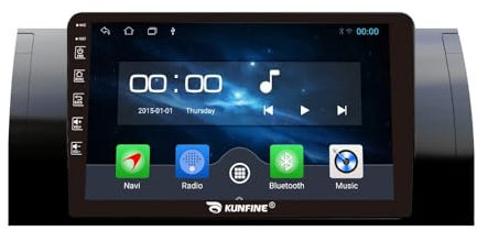 Car CarPlay Android Auto Navigation Stereoanlage GPS Radio Rückfahrkamera Display 9 IPS Touchscreen Haupteinheit Tablet Pad Media Player für BMW M5 E39 1995-2003 X5 E53 2000-2007, Quad Core 2G+64G