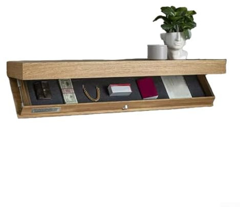 Besttoolifes Verdeckungsregal, Wandmontage, Holz, schwebendes Aufbewahrungsregal, verdeckte Möbel, Geheimfach, platzsparende Lösung für Zuhause, Büro, 40217,2 cm, Weiß / Schwarz (Holz)