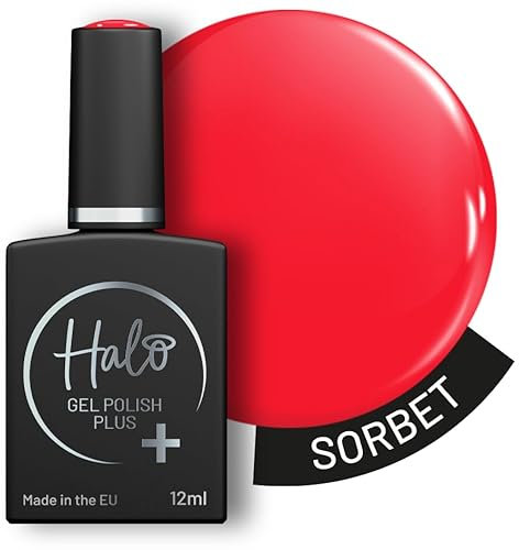 Halo Gel Polish Plus 12ml - Sorbet. UV/LED Gel Nail Polish, Long Lasting & Easy To Apply. Nail Art Colours For Manicure & Pedicure. Hema Free Gel Polish For Professional & Home Use.