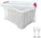 SUNDIS Champ Store, boîte de rangement pour flûtes à champagne, en plastique transparent, renforcée avec couvercle clipsable, superposable et combinable, capacité 12 verres