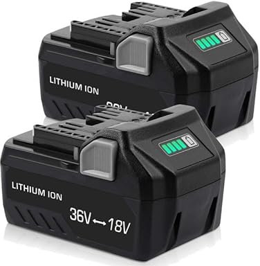 Aokicase Lot de 2 batteries de rechange lithium-ion pour Hitachi/Metabo HPT 18 V ~ 36 V/6,0 Ah, compatible avec BSL36A18, BSL36B1836V, Metabo 18 V ~ 36 V outils électriques sans fil (6000 mAh)