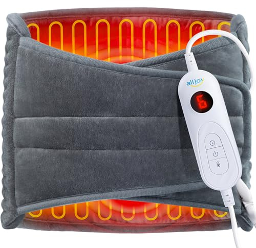 ALLJOY Back Heating Pad 120 cm Heating Pad with Auto Shut-Off 6 Temperature Levels and 90 Minutes Auto Shut-Off Heat Belt for Back, Shoulders
