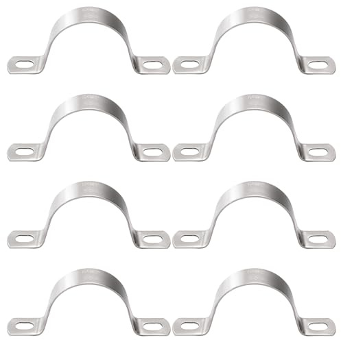 YYIGVMO 8 Pièces Ø 40mm Colliers de Serrage en U, Clips Câble 2 Trous Fixation en Acier Inoxydable, Support de Selle en U à Deux Trous, pour Tuyaux et Câbles