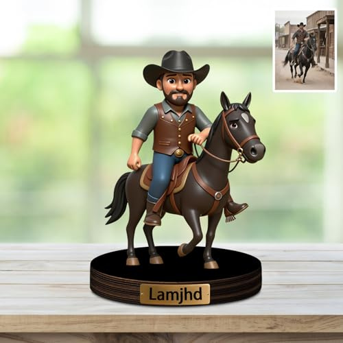 Reyrijf Personalisierte Foto Statue Plaque Zeichen, benutzerdefinierte Foto Bild Retro Metall Skulptur, Acryl Bild Ausschnitt & Familie Gedenk Statue, Porträt Geschenk für Hochzeiten Familie