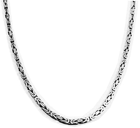 Halsband byzantiner kungskedja silverpläterad 4 mm längd 80 cm, herrkedja silverkedja damer gåva smycken från fabriken tendens-Italien