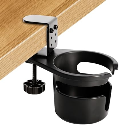 Desk Cup Holder Clamp, 360° Rotating Anti Tipping Cup Holder, Mug Holder