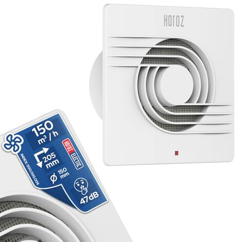 Horoz Electric Badlüfter 150 mm Leise Weiß mit Filter 20W HELIX | Badventilator Lüfter Bad 150 m³/h 47 dB - Abluftventilator Wandlüfter für Bad WC Küche - gegen Feuchtigkeit Schimmel Horoz