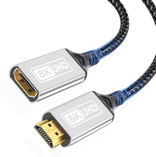 Lumivtx prolunga HDMI 0.5M Cavo,10K 8K@60Hz 4K@144Hz,cavo di prolunga HDMI 2.1 maschio femmina 48Gbps Ultra High Speed​UHD HDCP Dynamic HDR10+ eARC compatibile con PS5/PS4 TV stick Proiettore HDTV