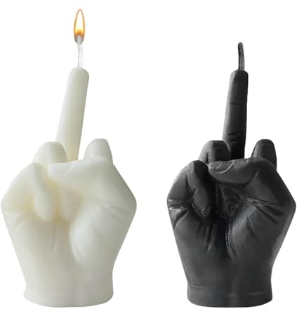Diyxisk 2 Stück Set Mittelfinger Kerze Schwarz und Weiß 9,2 cm Deko Kerzen Lustige Kerze Handgefertigt Perfekt als Origineller Artikel und Dekoration für Partys Geburtstage das Büro