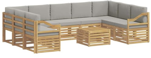 vidaXL Sofagarnituren 10 pcs Weiß und Hellgrau 59 x 59 x 37 cm, Gartenmöbel, modernes Outdoor-Sofa, gemütliche Sitzgruppe für Terrasse und Lounge, langlebig und bequem
