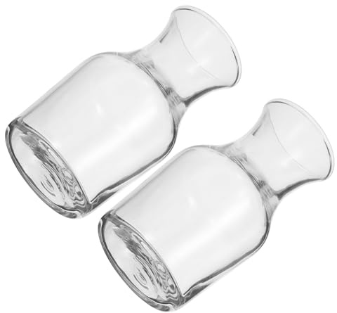 Jarra de Vidrio Transparente 2 Piezas 180ml de Boca Plana | Servicio Individual de Vino, Uso Versátil para Restaurante y Fiestas, Vertido Fácil