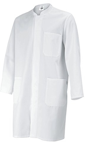 BP 1654-130-21-Sn Unisex-Mantel, Langarm, Stehkragen, 205,00 g/m² Reine Baumwolle, weiß, Sn