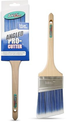 Axus Decor Precision Angled Cutter Paint Brush (Blue Color) - 3/75mm - Synthetic Filaments, Angled for cutting in with emulsion, Hardwood Handles, Rust-Resistant Stainless Steel