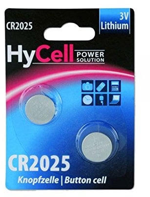 HyCell 2x CR2025 Batterie Lithium Knopfzelle 3V / Qualitativ hochwertige Knopfbatterien / Ideal für Autoschlüssel TAN-Gerät Taschenrechner Kinderspielzeug Fernbedienung Uhren etc.