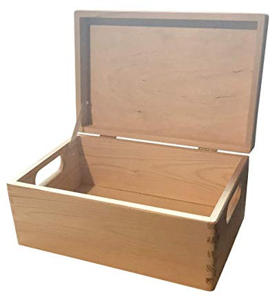 Craft Sales LTD große Aufbewahrungsbox/Holzkiste mit Deckel und Grifflöchern Kiefer
