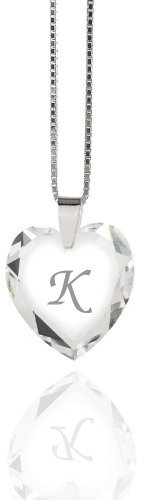Damen Halskette 925 Sterling Silber mit SWAROVSKI ELEMENTS Herz Crystal Buchstabe K
