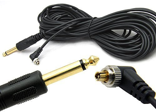 DSLRKIT (0.64 cm) auf Stecker 6,35 mm PC Sync Blitzkabel Drehverschluss，Der draht ist 10 Meter lang