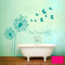 Wandtattoo Wandaufkleber Pusteblume Blüten Schmetterlinge Punkte Dots Wunschtext M1350 - ausgewählte Farbe: *Pink* Größe:*S 180cm x 150cm