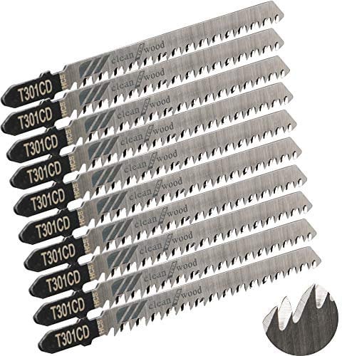 CESFONJER 10 Pcs HCS - T301CD Lama per Seghetto Alternativo, Set di Lame per Seghetto Alternativo per Legno Duro e Materiali Legnosi Abrasivi