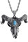 Vintage Gothic Satan Worship Skull Necklace Rams Head Argali Sheep Skull Pendant Mens Stainless Steel Jewellry