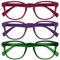 OPULIZE Pop 3 Pacco Retrò Giro Liscio Opaco Pink Porpora Verde Uomo Donna Occhiali Da Lettura Cerniere Molla RRR2-456 +2,00