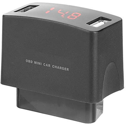 KSTE Stabiles ABS OBD Mini Dual USB Ladegerät Sockel mit Spannungsanzeige for 12 / 24V Auto