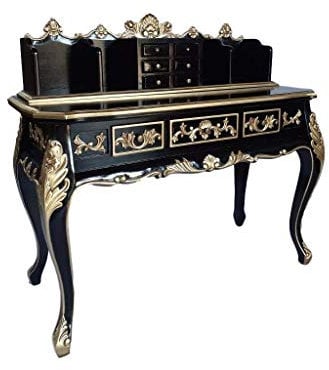 Antik königliche Louis XIV. Louises Barock Rokoko Stilmöbel Sekretär Schreibtisch Farbe: schwarz mit Gold Breite117cm