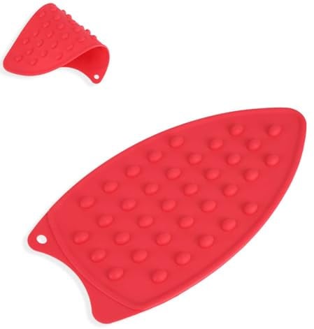 HERCHR 2PCS Silikon Hitzebeständige Bügeleisenablage, Hitzebeständige Bügelbrettmatte, Bügeleisenablage für Bügelbrett Bügelbrett und Matte 27 x 14 x 0,7 cm (rot)