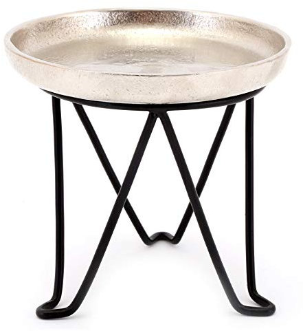Stylish Silver Metal Candle Holder | Decorative Pillar Candle Display Dish | Tealight Candle Tray On Legs