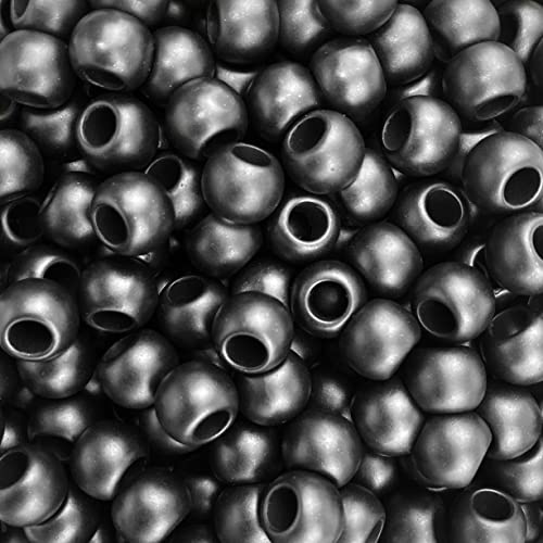 Large Hole Acrylic Beads - 300 Pcs Acrylic Large Hole Black Barrel Beads 10mm x 12mm with 5.7mm Hole for Leather, Paracord, DIY Projects & Crafts, Fits 5mm Cord, Matte Black