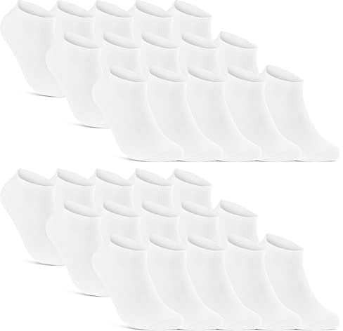 10 | 20 | 30 Paar Sneaker Socken Herren Damen Schwarz Weiß Grau Baumwolle 16900 (30x Weiß 47-50)