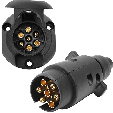 AGRISHOP Enchufe de Remolque 7 Pines,7pin Conector Enchufe de Remolque Hembra,12v 7Polos Adaptador Eléctrico Zócalo de Remolque Macho Impermeable para Camión RV Remolque Motor Vehículo