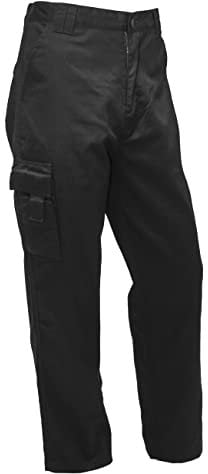 FNT Workwear Black Multi Pockets Men Cargo Combat Work Trousers Work Pants with Button & Zip Fly (32W / 29L, Black)